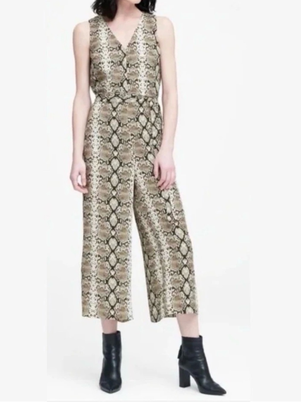 Banana Republic Sleeveless Snake-Print Jumpsuit Size 12
